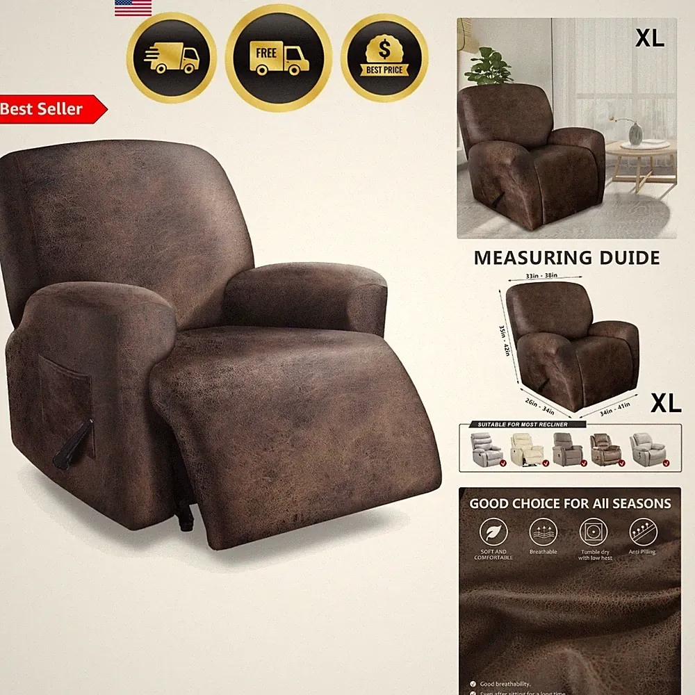 Recliner Chair Cover Oversized Leather Like Big Man Pet Kid Washable Extra Large