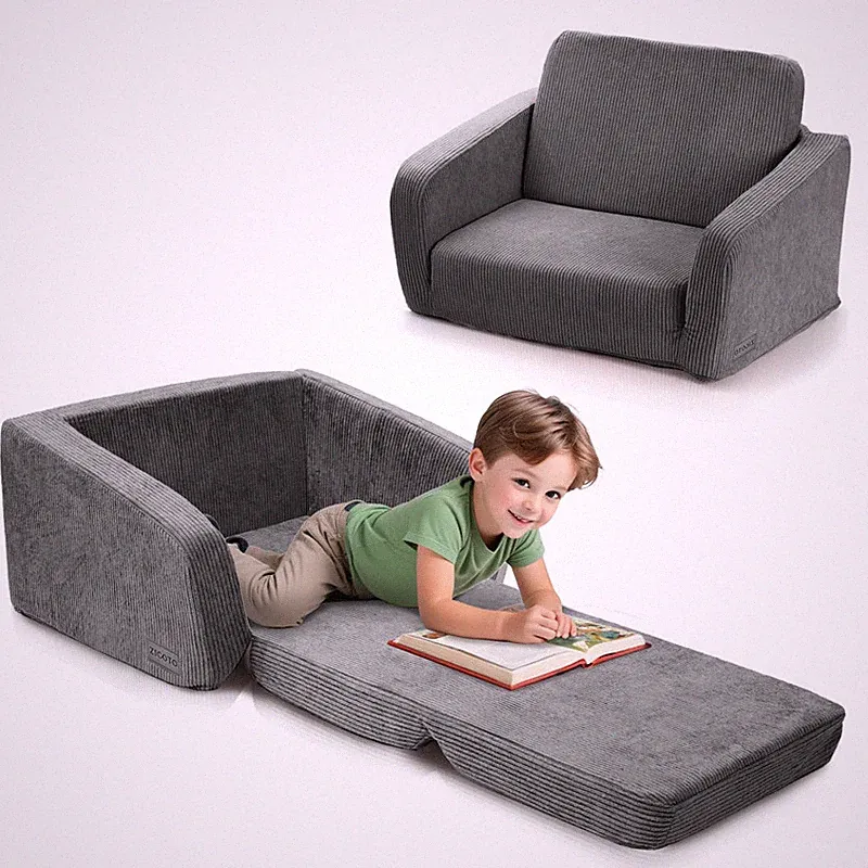Zicoto Comfy Kids Chair For Toddler - Stylish 2 In 1 Lounger Made Of Memory